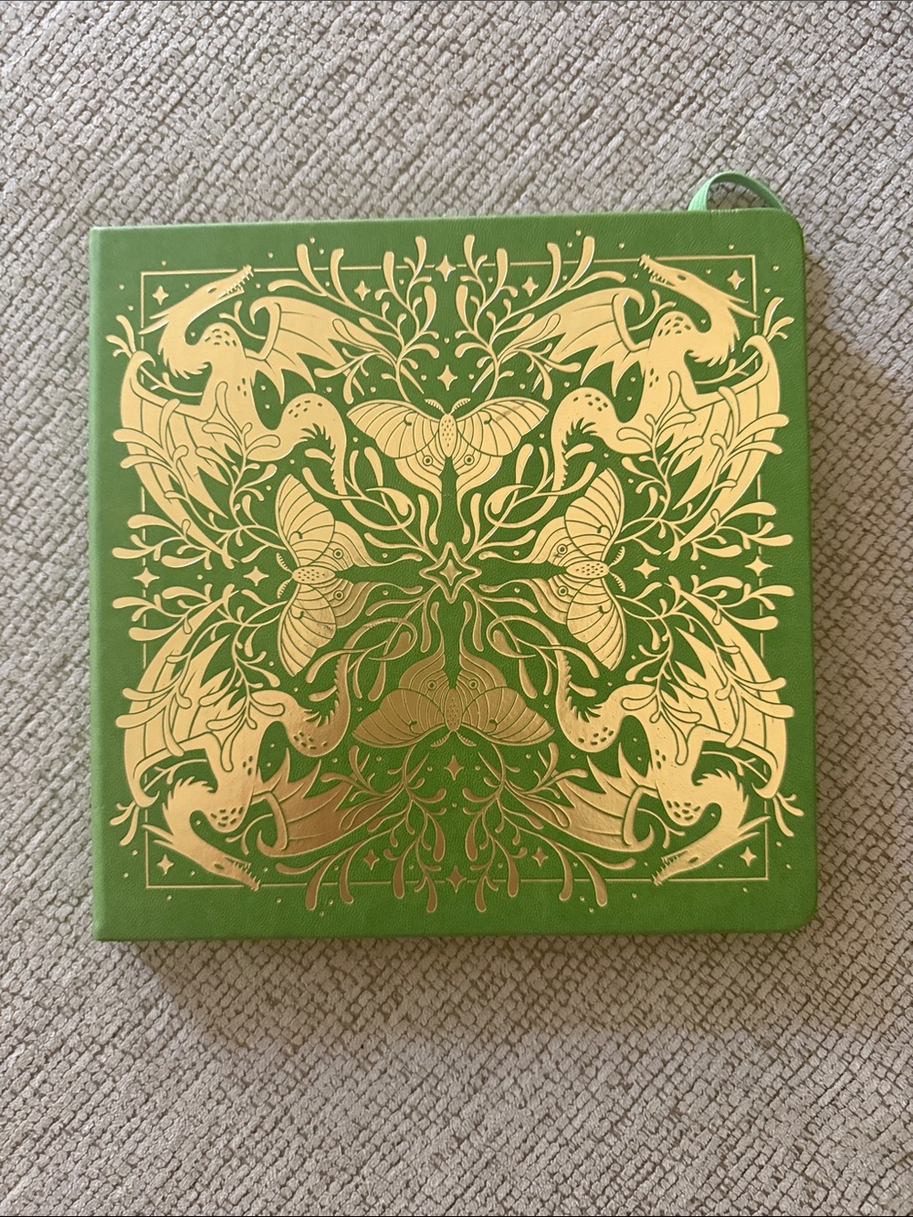 Green Hardcover Journal with Gold Botanical Design
